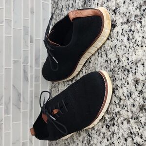 Black Weave Cole Haan Stitch Lite ZeroGrand Oxford Hybrid Dress Shoes sz 10.5 M